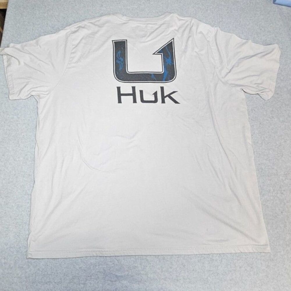 HUK Men's 3XL Fishing Graphic T-Shirt Gray Blue Logo Outdoor Angler